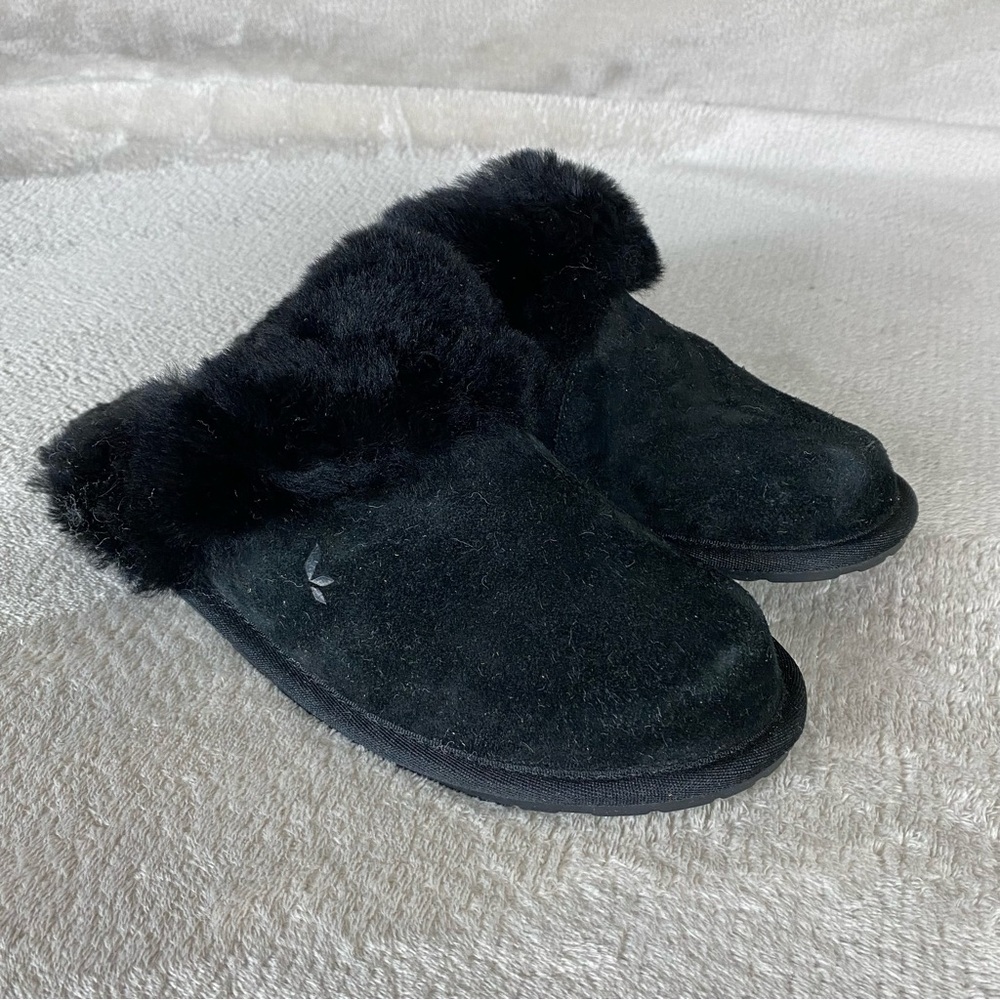 Koolaburra‎ by UGG Milo Slippers Womens Size 9 Black Suede Fur Suede Slip On NEW